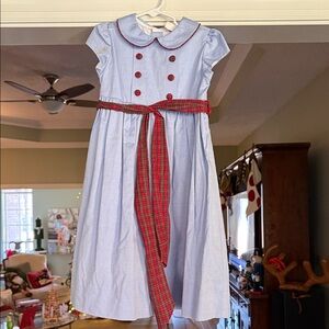 The Bailey Boys Classic Blue Dress with Red Tartan Accents